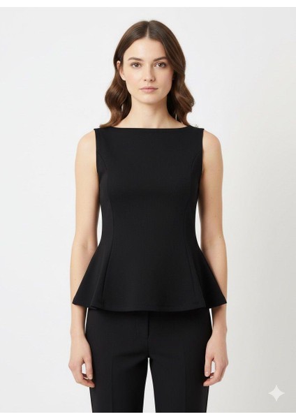 21001 Kayıkyaka Peplum Bluz