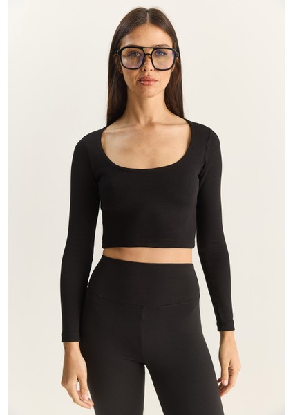 Kadın Soft Touch Kare Yaka Uzun Kollu Basic Bluz fiyatları