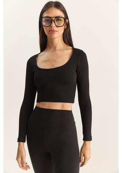 Kadın Soft Touch Kare Yaka Uzun Kollu Basic Bluz modelleri