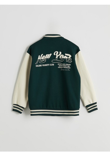 Lcw Kids Yeşil New York Baskılı Erkek Çocuk Kolej Ceket