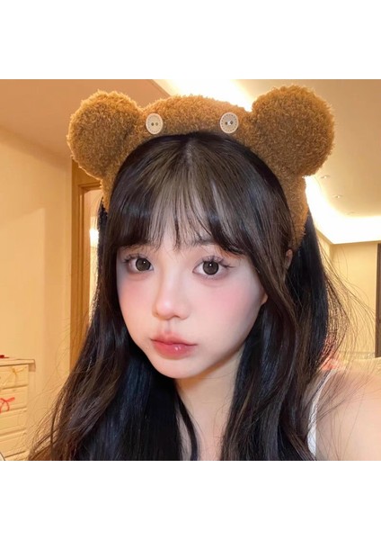 Sevimli Ilginç Sonbahar ve Kış Peluş Yı Yüz Saç Bantları Kadın Çok Yönlü Eğlenceli Yüksek Kafatası Üst Kafa Bandı Makyaj Baskı Saç Saç Kartı Saç Aksesuarları (Yurt Dışından)