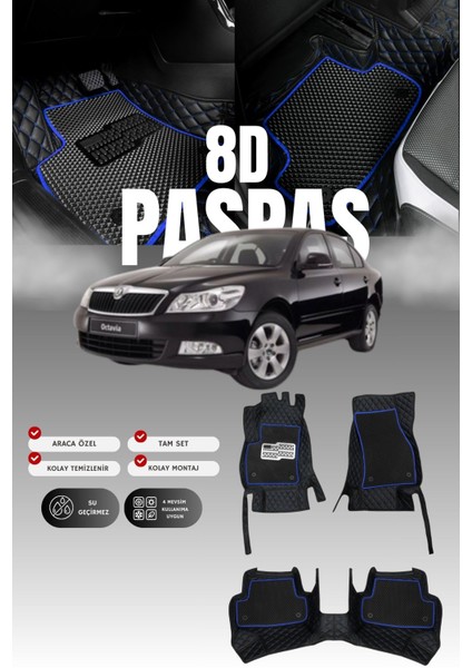 Skoda Octavia (2009-2012) 8d Deri Havuzlu Oto Paspas | Tam Koruma,araca Özel & Hızlı Montaj