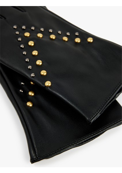 Metal Aksesuarlı Suni Deri Eldiven modelleri