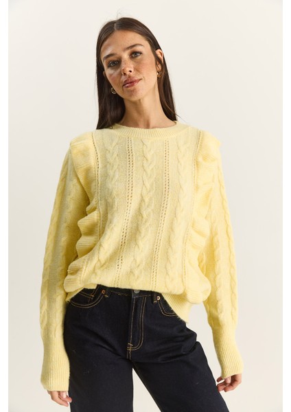 Kadın Ajurlu Fırfırlı Yumuşacık Kazak fiyatları