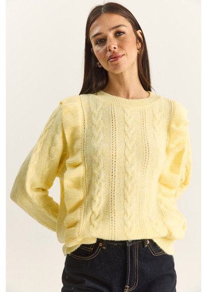 Kadın Ajurlu Fırfırlı Yumuşacık Kazak modelleri