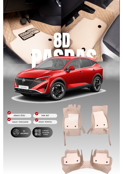 Nissan Qashqai Benzinli (2021 ve Sonrası) 8d Deri Havuzlu Oto Paspas | Tam Koruma & Hızlı Montaj