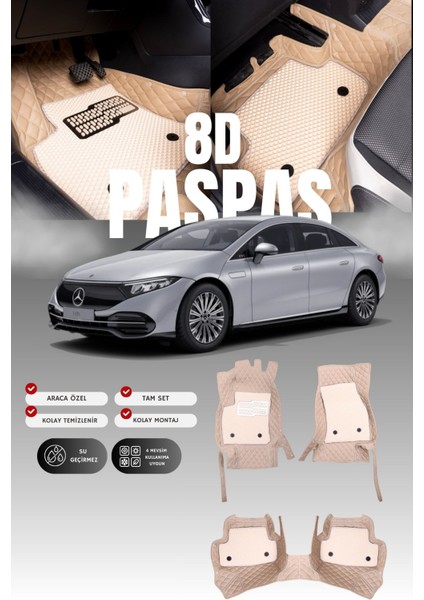 Mercedes Eqs 500 / V297 (2020 ve Sonrası) 8d Deri Havuzlu Oto Paspas | Tam Koruma & Hızlı Montaj