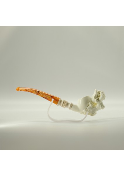 Nü Kadın Figürlü El Oyması Lületaşı Pipo – Akrilik Ağızlıklı Koleksiyonluk 18 cm fırsatları