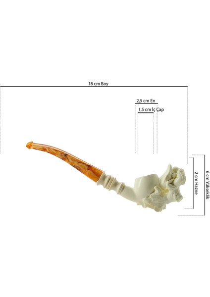 Nü Kadın Figürlü El Oyması Lületaşı Pipo – Akrilik Ağızlıklı Koleksiyonluk 18 cm