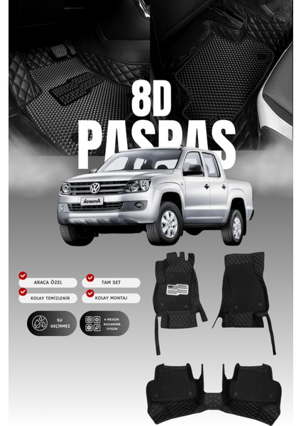 Volkswagen Amarok (2010-2016) 8d Deri Havuzlu Oto Paspas | Tam Koruma,araca Özel & Hızlı Montaj