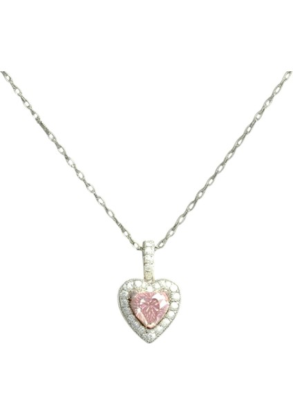 Işıklı Kutuda 925 Ayar Gümüş Kalp Kolye (Pembe) modelleri
