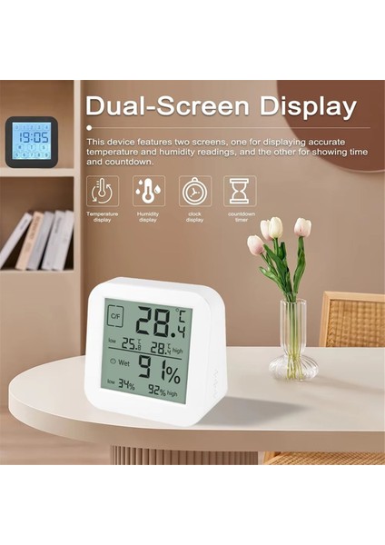 LCD Dijital Higrotermograf Kapalı Çok Fonksiyonlu Çift Ekran Nem ve Sıcaklık Ölçer Tablo Saati (Yurt Dışından) modelleri