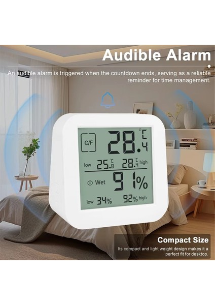LCD Dijital Higrotermograf Kapalı Çok Fonksiyonlu Çift Ekran Nem ve Sıcaklık Ölçer Tablo Saati (Yurt Dışından) indirimleri