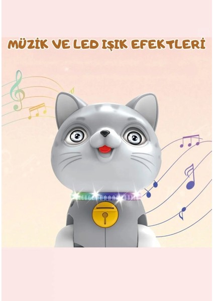 Yürüyen Şarkı Söyleyen Yavru Kedi Oyuncak – Işıklı Sesli Hareketli Kedi