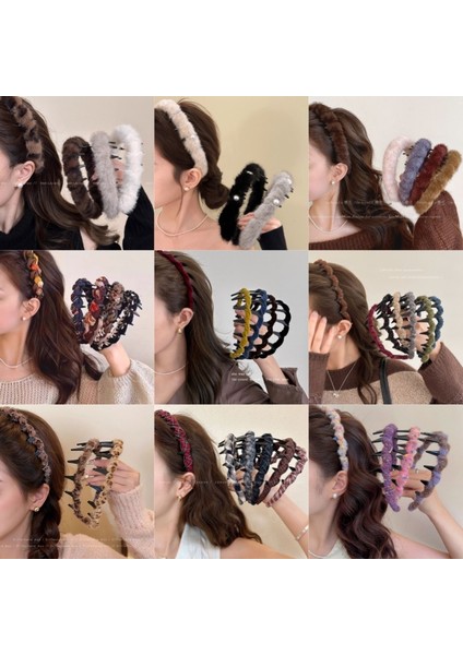 Sonbahar ve Kış Leopar Peluş Saç Bantları Kıdemli Retro Küçük Parfüm Kafa Bandı Dişleri ile Kaymaz Basınç Saç Kartı Headdress (Yurt Dışından) fiyatları