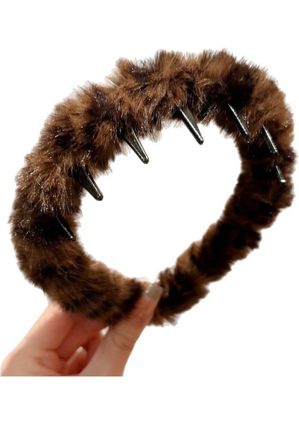 Sonbahar ve Kış Leopar Peluş Saç Bantları Kıdemli Retro Küçük Parfüm Kafa Bandı Dişleri ile Kaymaz Basınç Saç Kartı Headdress (Yurt Dışından) modelleri