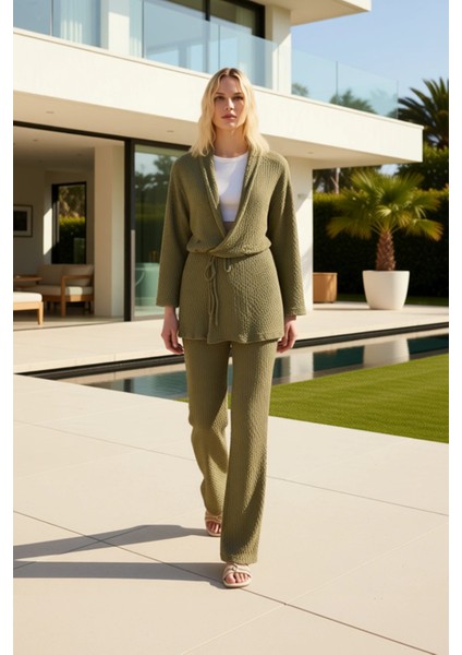 Kadın Alt Üst Dokulu Anvelop Üst Geniş Paça Alt Örme Takım Rahatlığı ve Bir Arada Sunuyor Kaliteli fiyatları