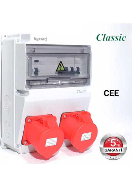 ''Classıc'' 22kW 5X32A+5X32A+1X16A Elektrikli Araç Kombinasyon Kutusu Kaçak Akım Röle V i k o/P a n a s o n i c 5 Yıl Garanti fırsatları
