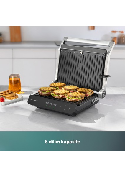 x Homend Grilliant 1345H 3 In 1 Inox Gövdeli Çift Taraflı ve Alt Üst Sıcaklığı Ayrı Kontrol Edilebilen Xl Döküm Plakalı Tost ve Izgara Makinesi