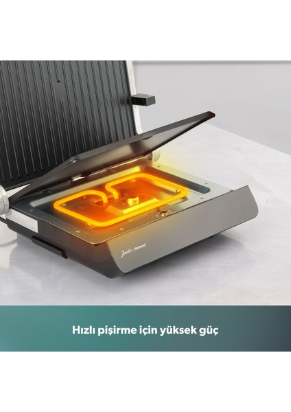 x Homend Grilliant 1345H 3 In 1 Inox Gövdeli Çift Taraflı ve Alt Üst Sıcaklığı Ayrı Kontrol Edilebilen Xl Döküm Plakalı Tost ve Izgara Makinesi
