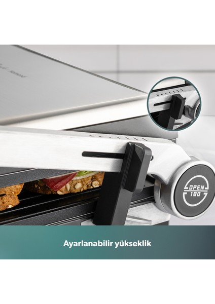 x Homend Grilliant 1345H 3 In 1 Inox Gövdeli Çift Taraflı ve Alt Üst Sıcaklığı Ayrı Kontrol Edilebilen Xl Döküm Plakalı Tost ve Izgara Makinesi
