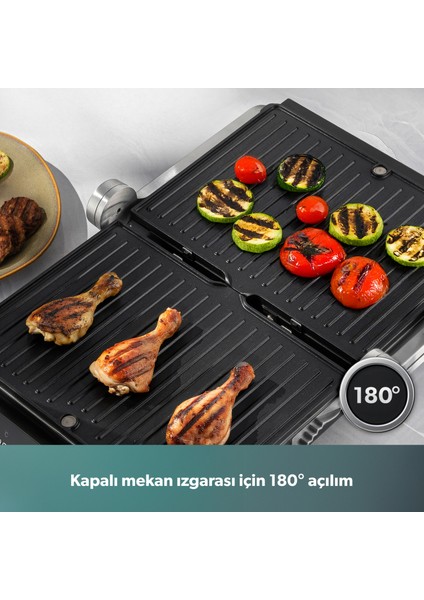 x Homend Grilliant 1345H 3 In 1 Inox Gövdeli Çift Taraflı ve Alt Üst Sıcaklığı Ayrı Kontrol Edilebilen Xl Döküm Plakalı Tost ve Izgara Makinesi