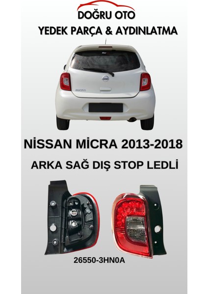 Nissan Micra Arka Sağ Stop 2013-2018 Ledli