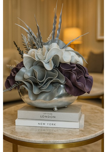 Lüks Büyük Gazoz Model - Latex Aranjman - Metal Gümüş Saksı fırsatları