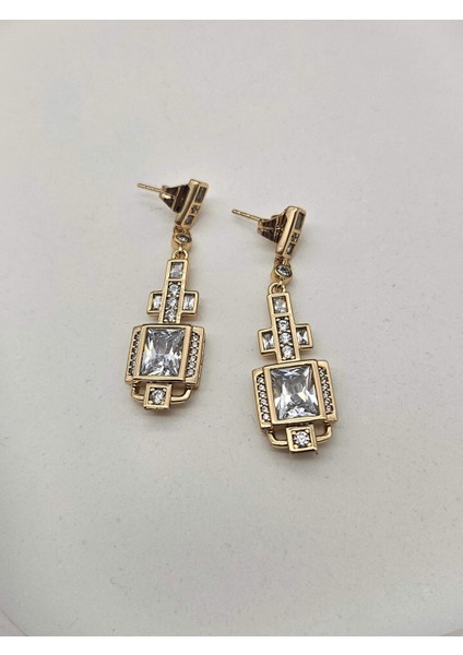 Vip Seri Rosegold Renk Zirkon Taşlı Tasarım Küpe