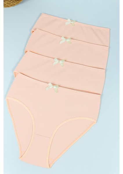 Kadın 4'lü Paket Yüksek Bel %100 Pamuklu Külot