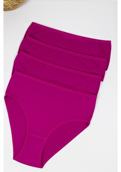 Kadın 4'lü Paket Yüksek Bel %100 Pamuklu Külot