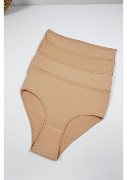 Kadın 4'lü Paket Yüksek Bel %100 Pamuklu Külot