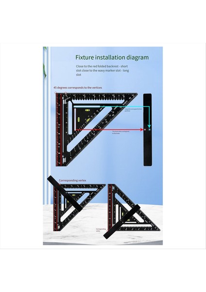 45 ve 90 Derece Düzeni Için Ahşap Işleme Işaretleme Cetveli Çok Fonksiyonlu Katlanabilir Ölçüm Aracı Için Üçgen Cetvel (Yurt Dışından)