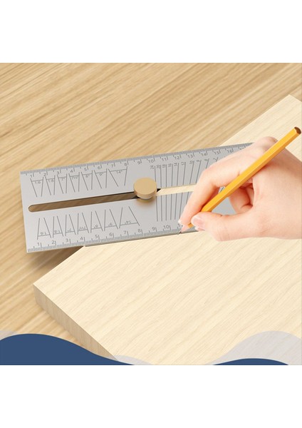 Woodworking Scribe Cetveli Çok Func Square Cetvel Işareti Işareti Ölçüm Düzen Aracı Ayarlanabilir Eğim Göstergesi (Yurt Dışından)