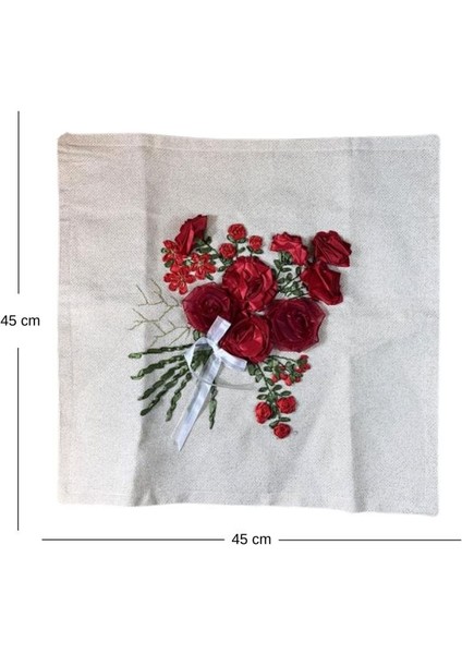 5488 El Yapımı Dekoratif Kurdela Nakışı Işlemeli Kırlent / Yastık Kılıfı fiyatları