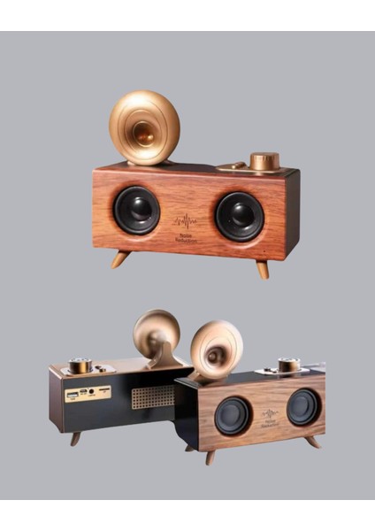 Çift Hoparlörlü Retro Bluetooth Speaker 1800MAH Bataryalı Aux USB Sd Kartlı - UD001X-50M8E6 fırsatları