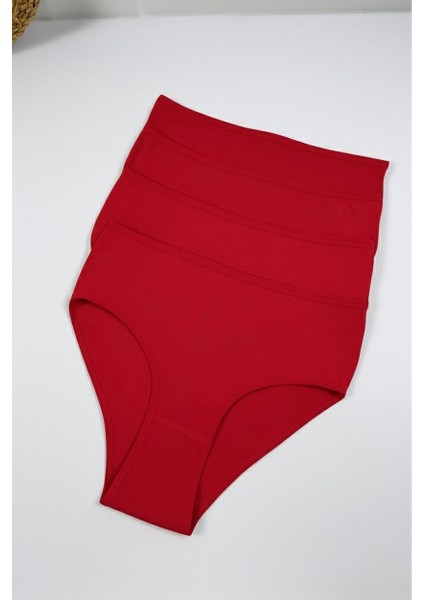 Kadın 4'lü Paket Yüksek Bel %100 Pamuklu Külot