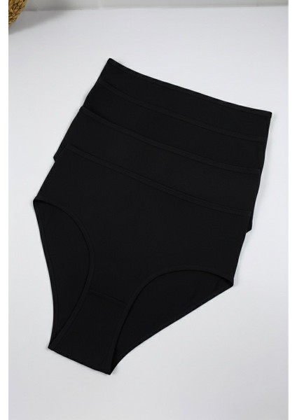 Kadın 4'lü Paket Yüksek Bel %100 Pamuklu Külot