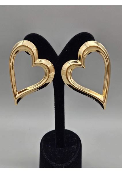 Vip Seri Gold Renk Kalp Model Küpe