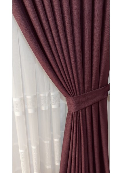 Keten Fon Perde 1/3 Sık Pileli Dikim Korniş Için Tek Kanat(30 Renk)