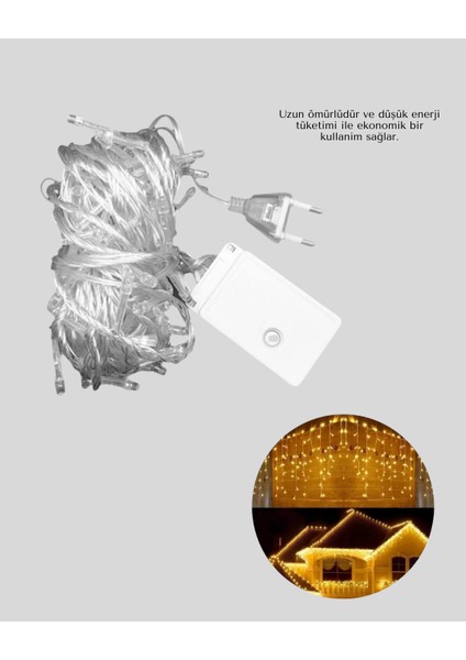 4 Metre Icicle Şelale LED Perde Işık Sarı Aydınlatma - UD001X-50K6R5 fırsatları