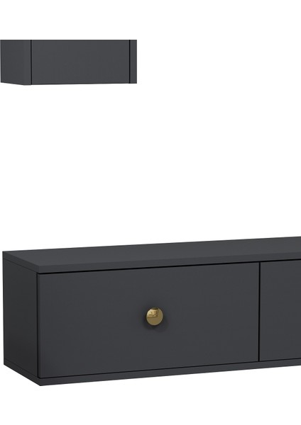 1334TV180-1CT Duvara Montaj Tv Sehpası, Tv Ünitesi Antrasit-Altın modelleri