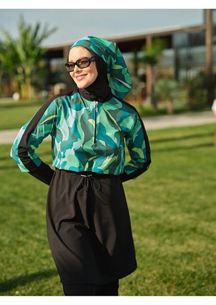 Sporcu Likra Yarım Fermuarlı Hızlı Kuruyan Kumaş Kadın Tesettür Mayo(Bandana Dahil Değildir) 3024 fiyatları