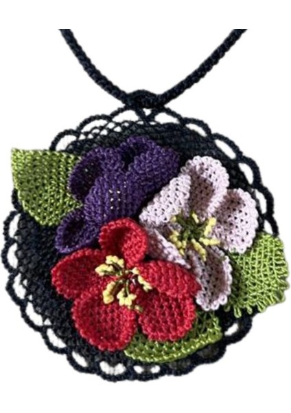 8562 El Yapımı Iğne Oyası Çiçek Motifli Tasarım Kolye modelleri