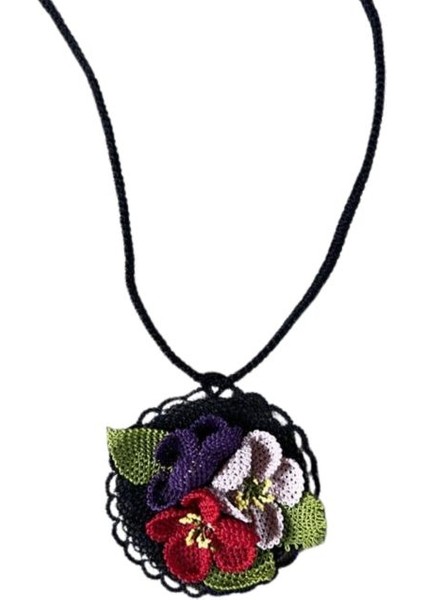 8562 El Yapımı Iğne Oyası Çiçek Motifli Tasarım Kolye indirimleri