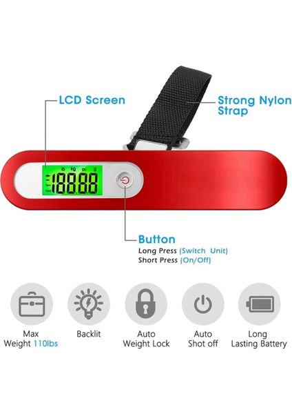 Dijital Bagaj Ölçeği El Bagajı Ölçek Taşınabilir Ölçek Gezginler Için El Taşıyıcı Ölçeği 110 Lbs A (Yurt Dışından) modelleri