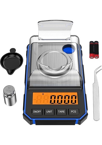 Ince Ölçek 0 001G Dijital Miligram Ölçekli 50G / 0 001G LCD Ekranlı Dijital Cep Ölçeği Laboratuvar Dijital Ölçek Mavi (Yurt Dışından)