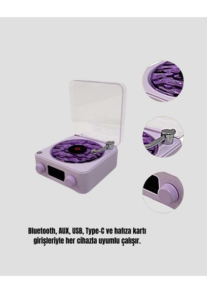 Bluetooth Retro Pikap Hoparlör 360 Derece Ses Projektörlü Gece Lambası Çok Fonk - UD001X-50MBG modelleri