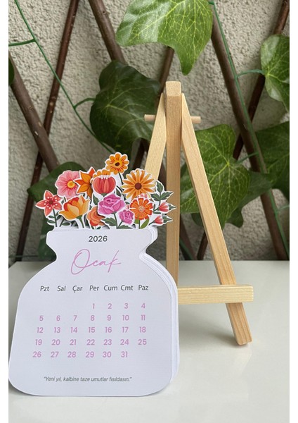 2026 Mini Çiçek Takvim + Tahta Stand modelleri
