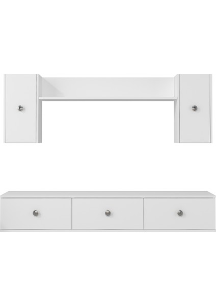 1334TV180-1CT Duvara Montaj Tv Sehpası, Tv Ünitesi Beyaz-Gümüş modelleri